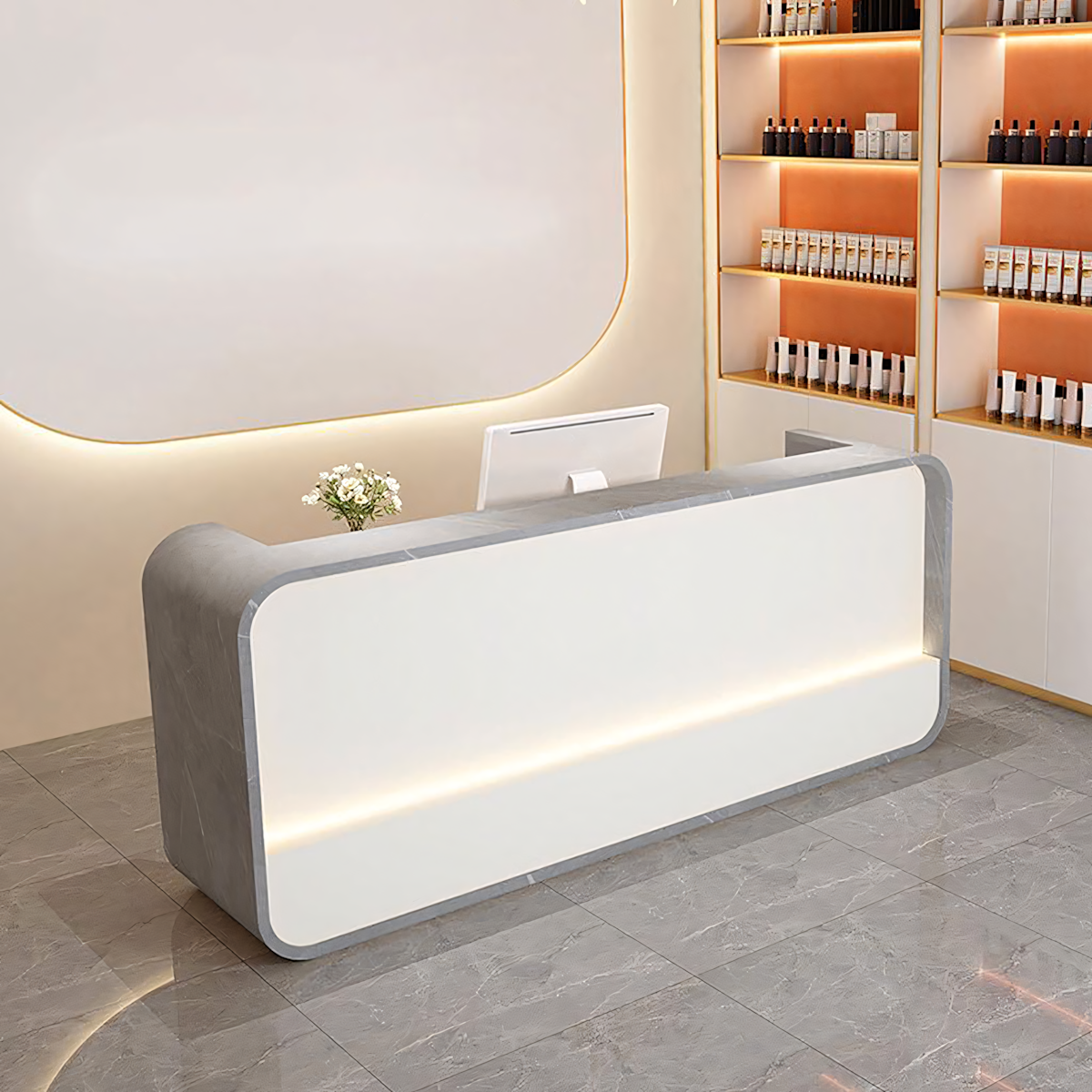 Modern Simple Curved Store Company Checkout Reception Desk RD-262