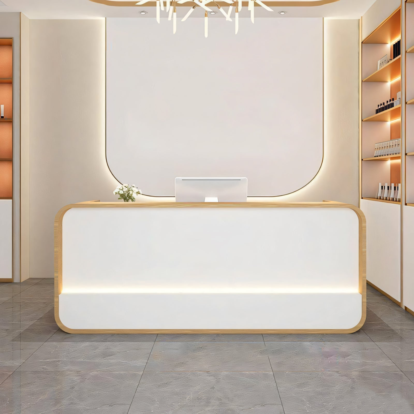 Modern Simple Curved Store Company Checkout Reception Desk RD-262