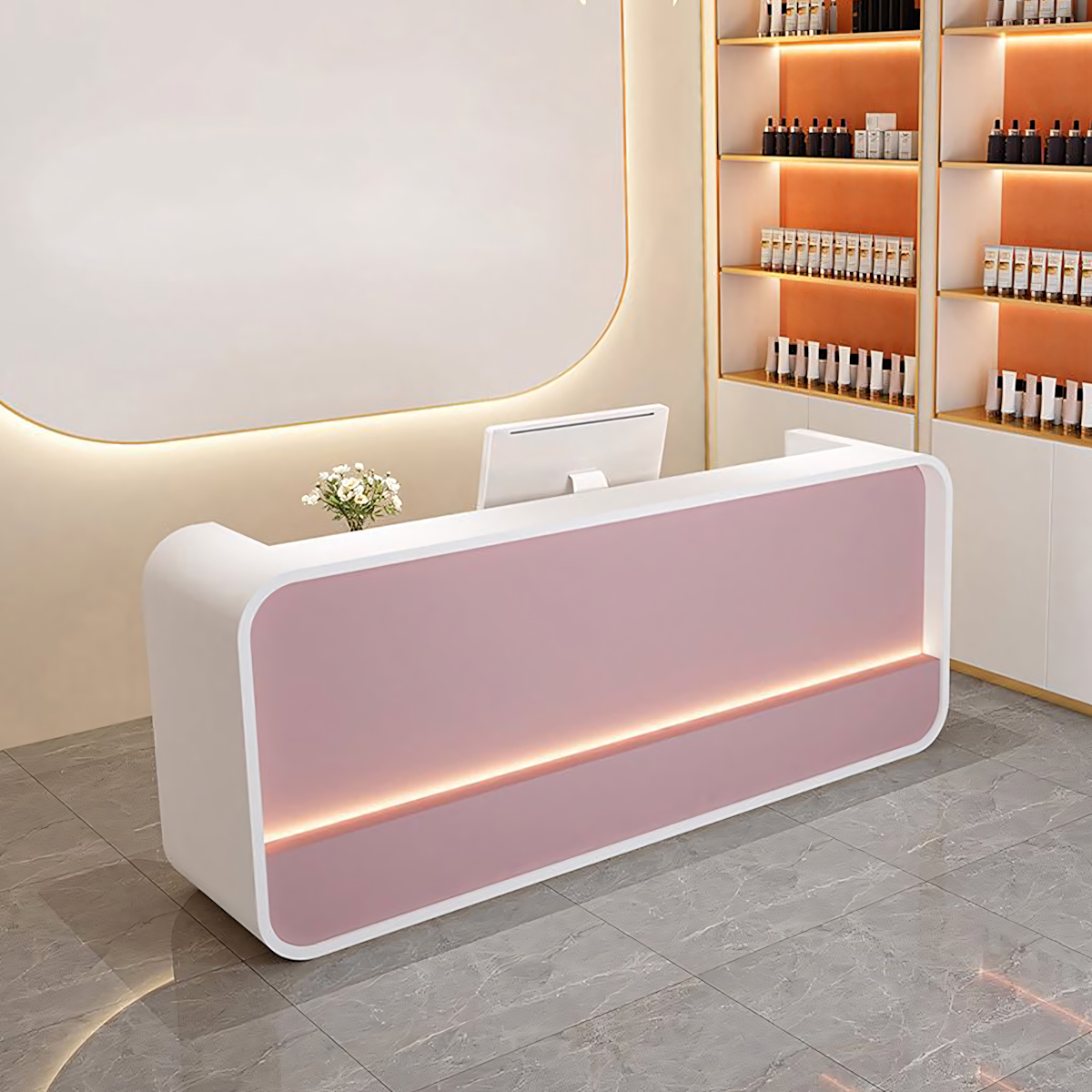 Modern Simple Curved Store Company Checkout Reception Desk RD-262