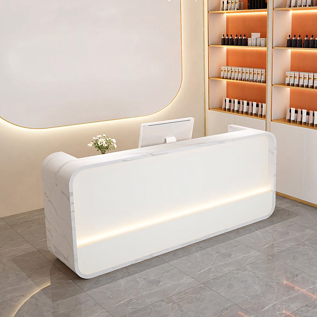 Modern Simple Curved Store Company Checkout Reception Desk RD-262