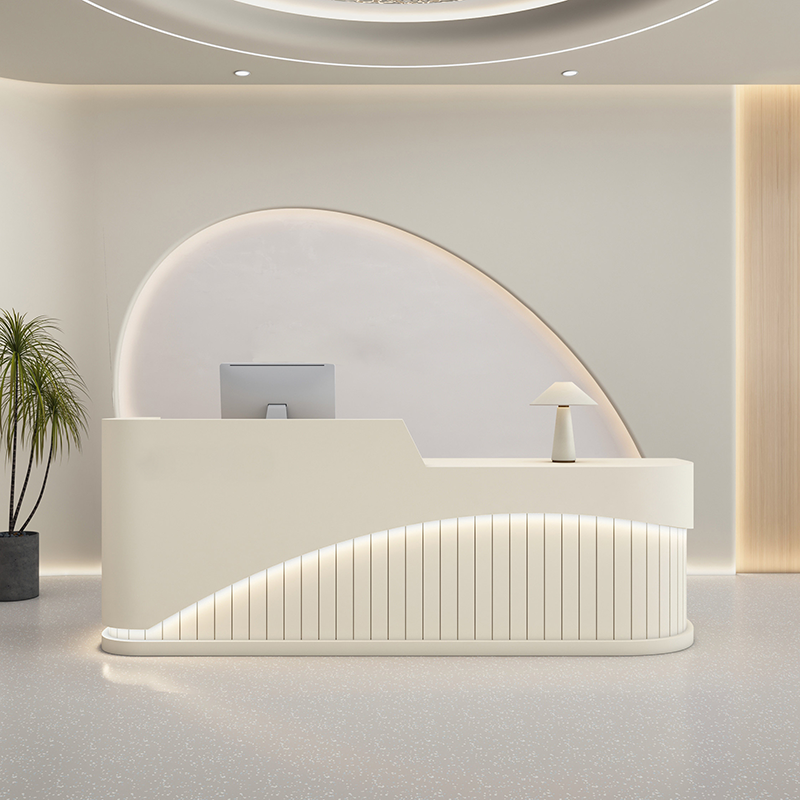 Modern Stripes Minimalist Reception Counter with LED Light for Lobby ＆ Salon RD-214