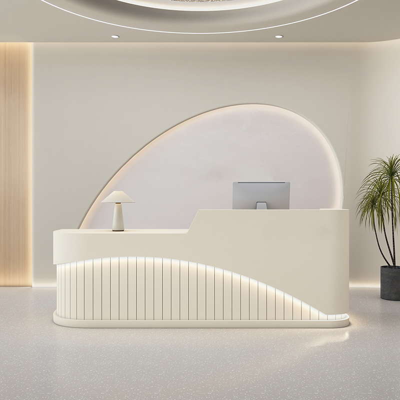 Modern Stripes Minimalist Reception Counter with LED Light for Lobby ＆ Salon RD-214