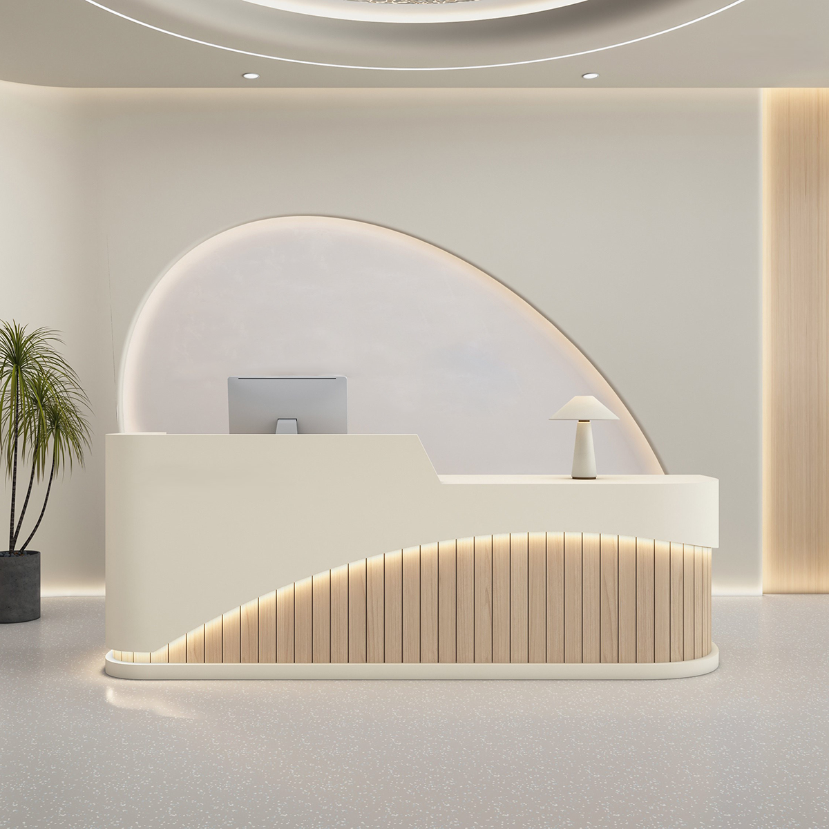 Modern Stripes Minimalist Reception Counter with LED Light for Lobby ＆ Salon RD-214