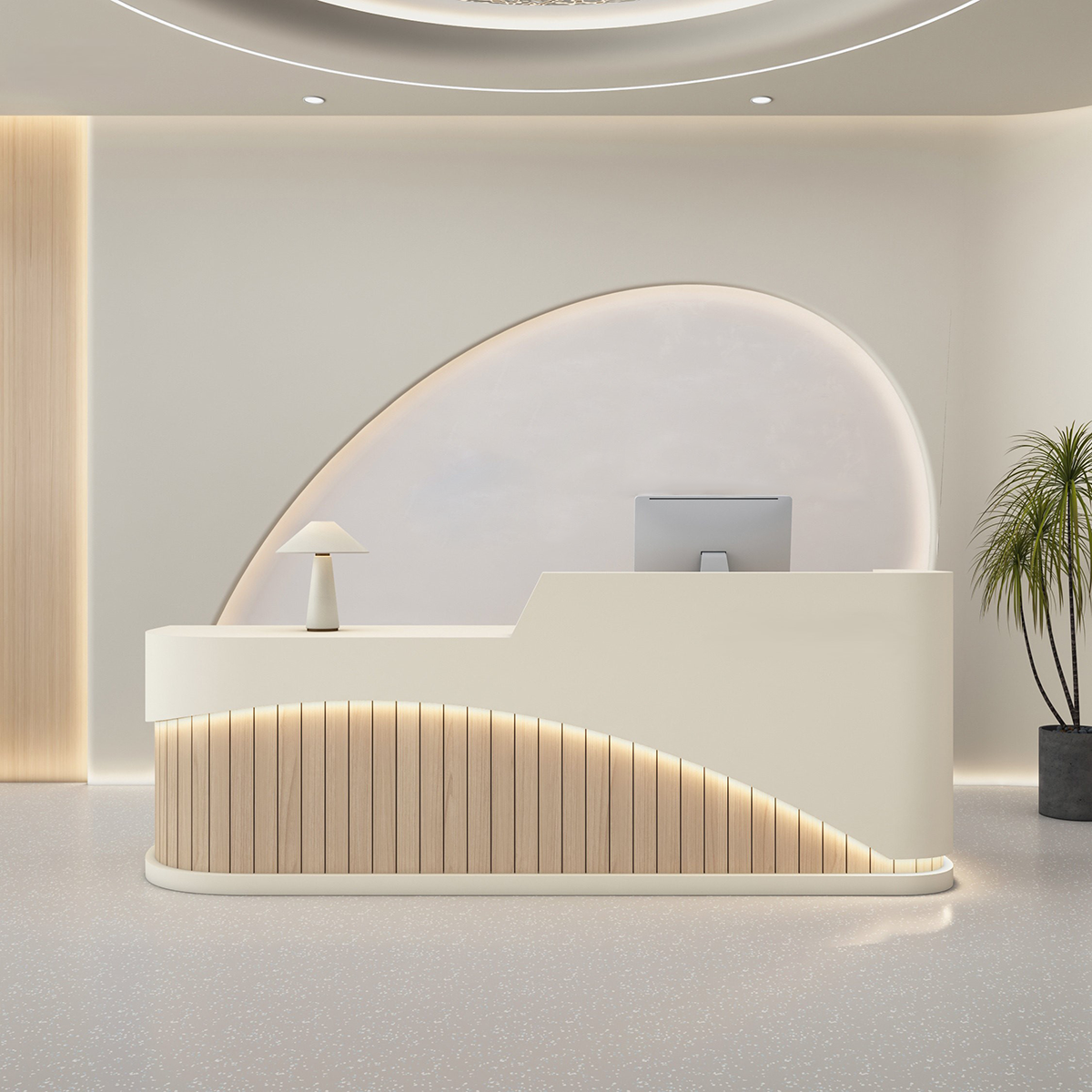 Modern Stripes Minimalist Reception Counter with LED Light for Lobby ＆ Salon RD-214