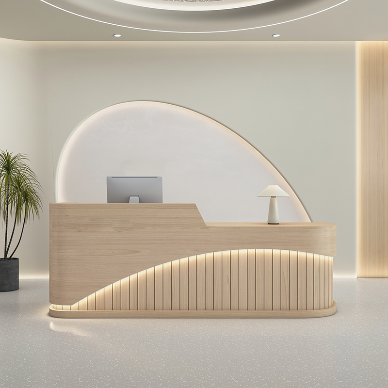 Modern Stripes Minimalist Reception Counter with LED Light for Lobby ＆ Salon RD-214