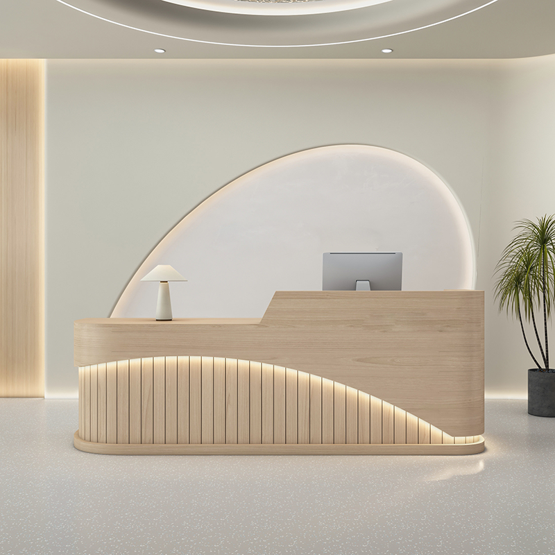 Modern Stripes Minimalist Reception Counter with LED Light for Lobby ＆ Salon RD-214