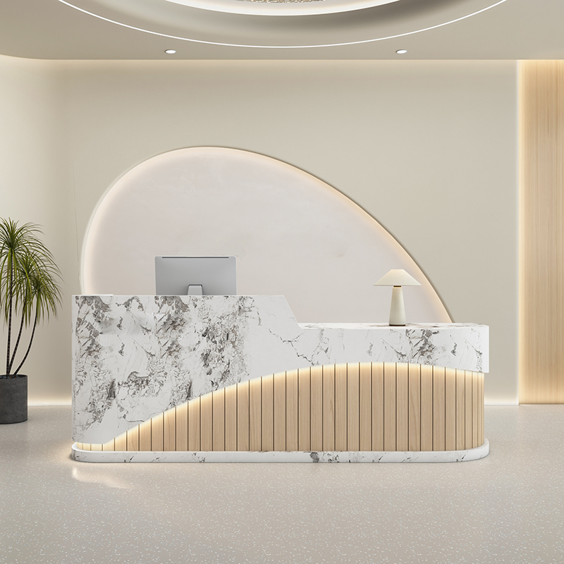 Modern Stripes Minimalist Reception Counter with LED Light for Lobby ＆ Salon RD-214