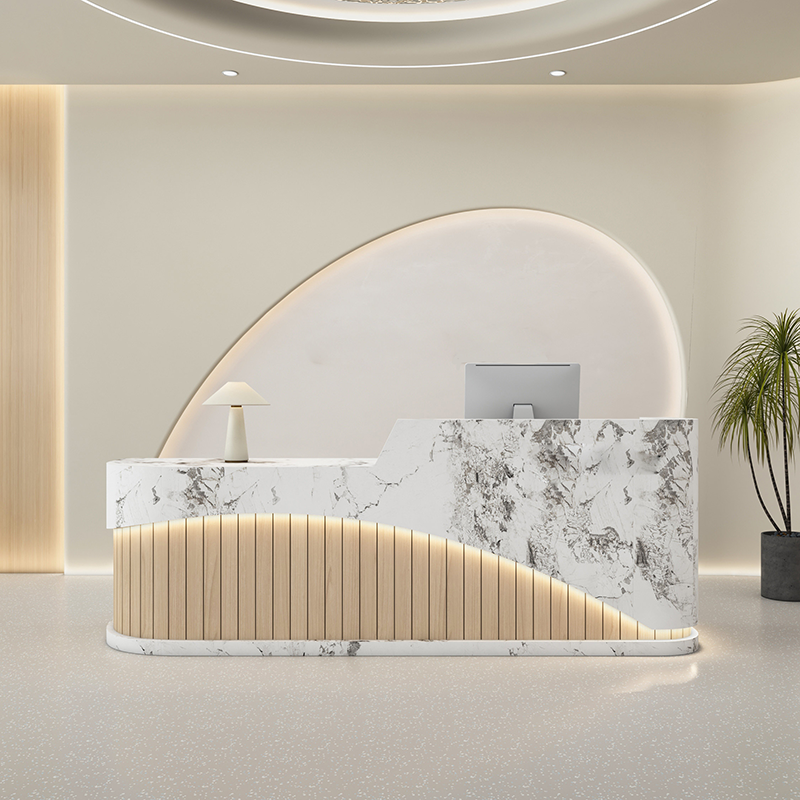 Modern Stripes Minimalist Reception Counter with LED Light for Lobby ＆ Salon RD-214
