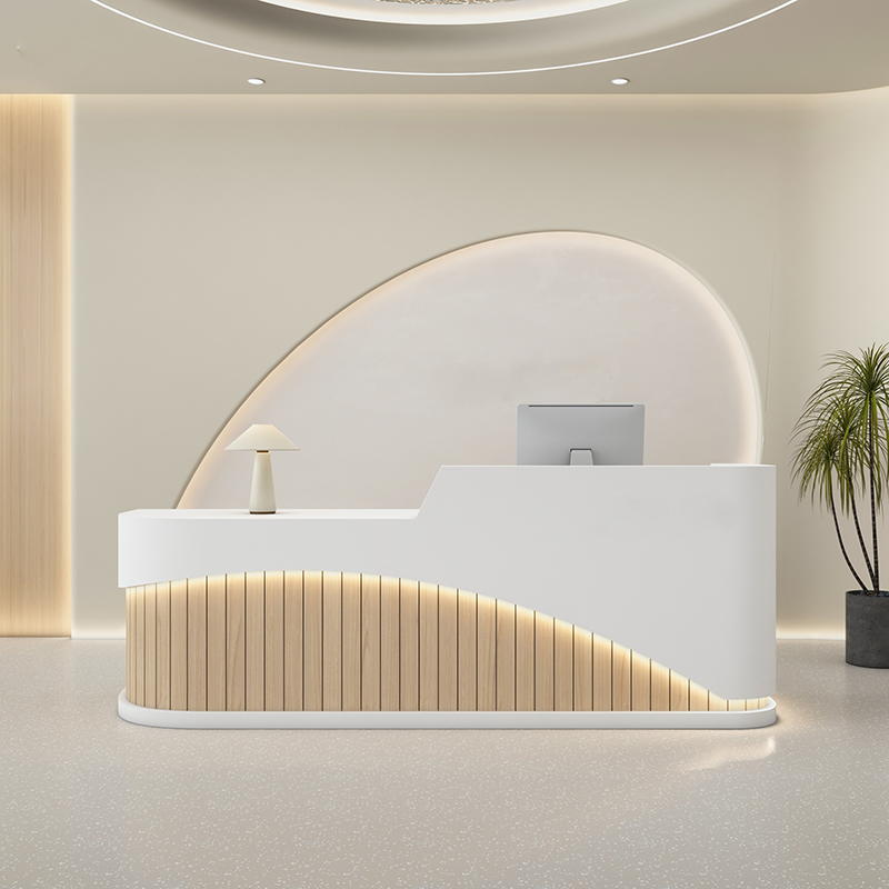 Modern Stripes Minimalist Reception Counter with LED Light for Lobby ＆ Salon RD-214