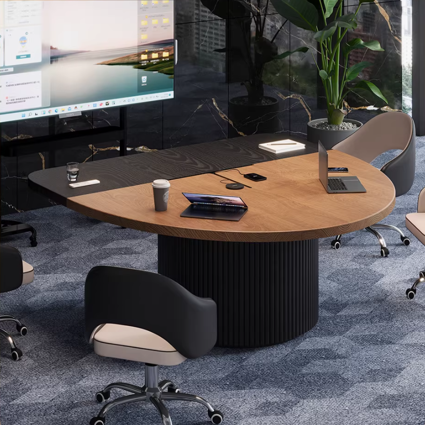 Modern Two-Tone Semi-Circular Meeting Table – Geometric Office Desk MT-030