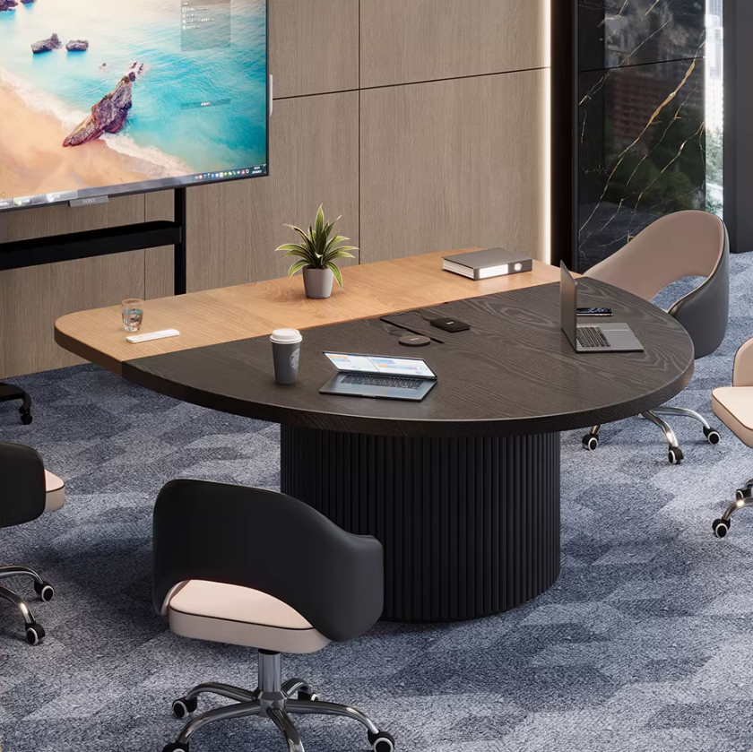 Modern Two-Tone Semi-Circular Meeting Table – Geometric Office Desk MT-030