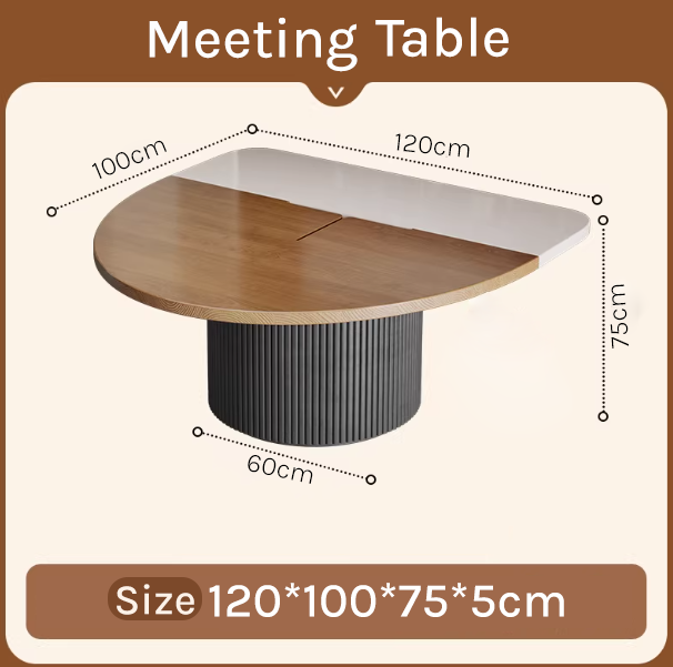 Modern Two-Tone Semi-Circular Meeting Table – Geometric Office Desk MT-030