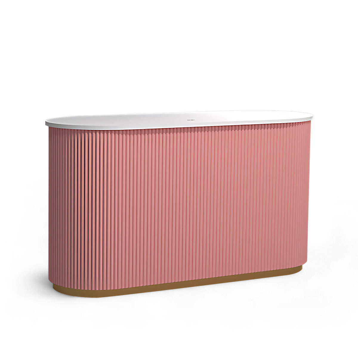 Modern U-Shaped Pink Single Countertop Reception Desk for Retail Stores