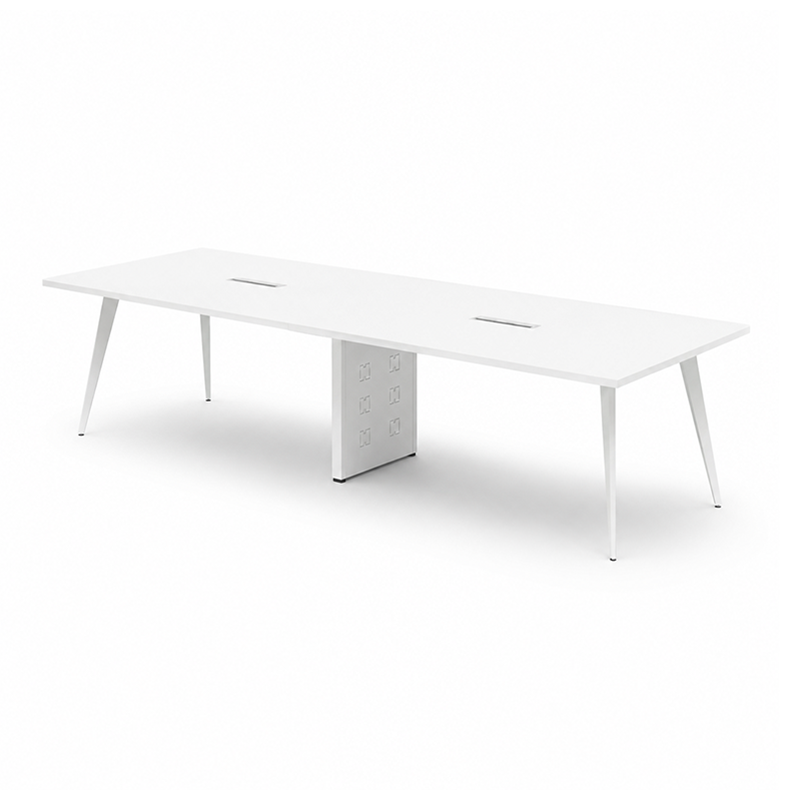 Modern White Conference Table with Integrated Power Outlets MT-034