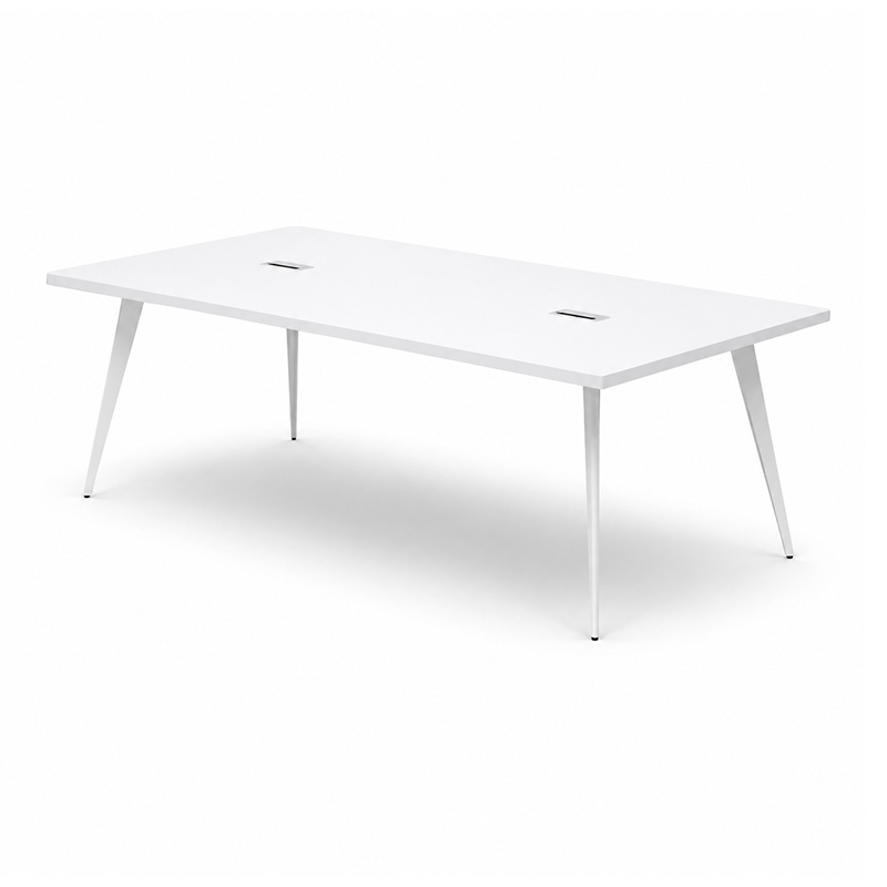 Modern White Conference Table with Integrated Power Outlets MT-034