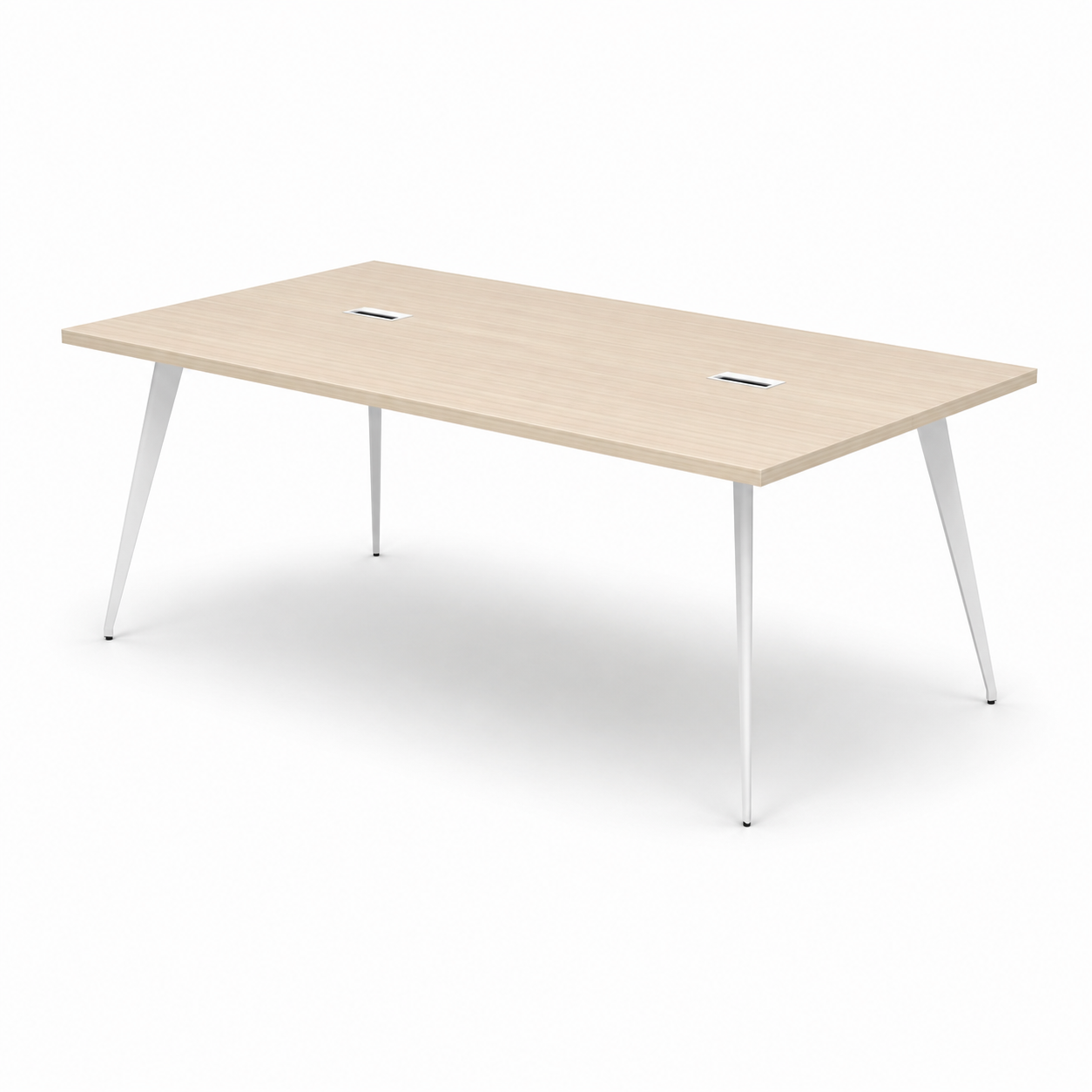 Modern White Conference Table with Integrated Power Outlets MT-034