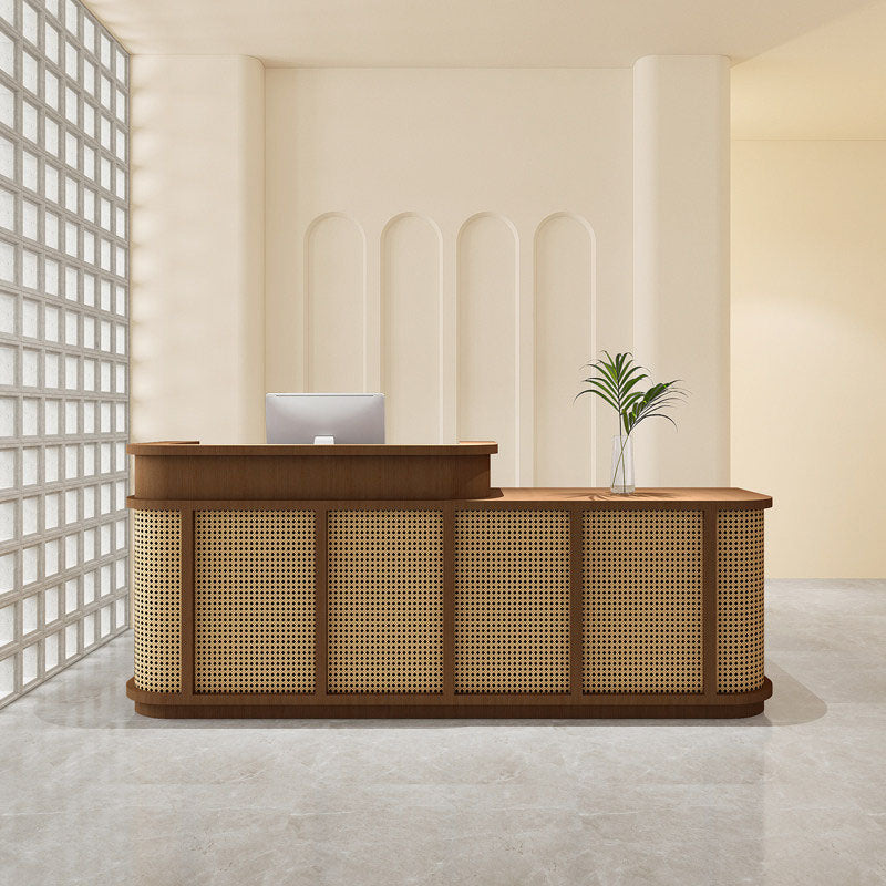 Natural Cane Style Webbing Brown Reception Desk for Hotel