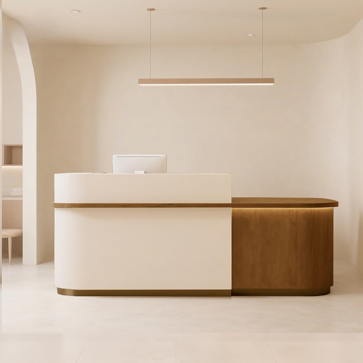 Natural Minimalist Style Reception Counter with LED Light RD-213