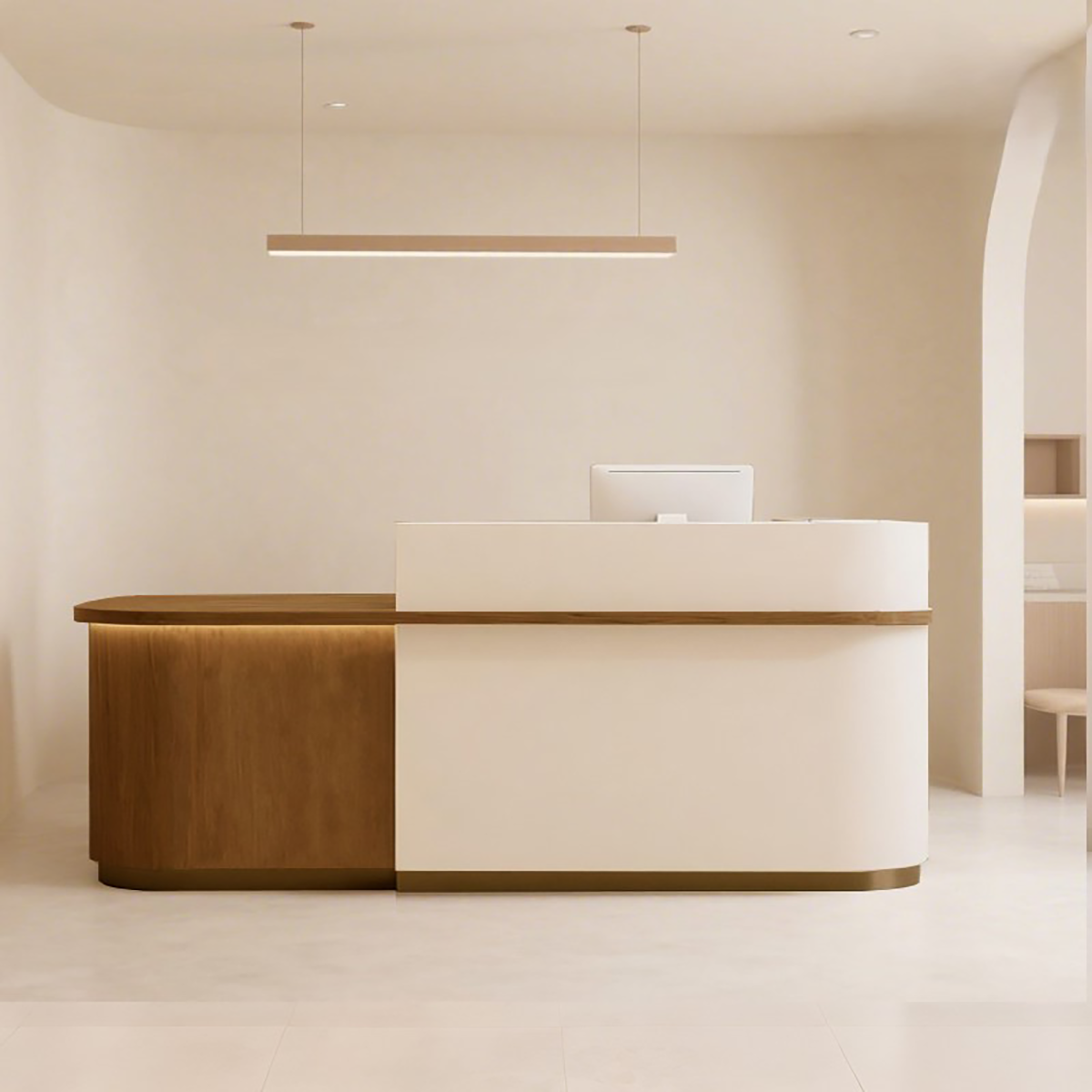 Natural Minimalist Style Reception Counter with LED Light RD-213