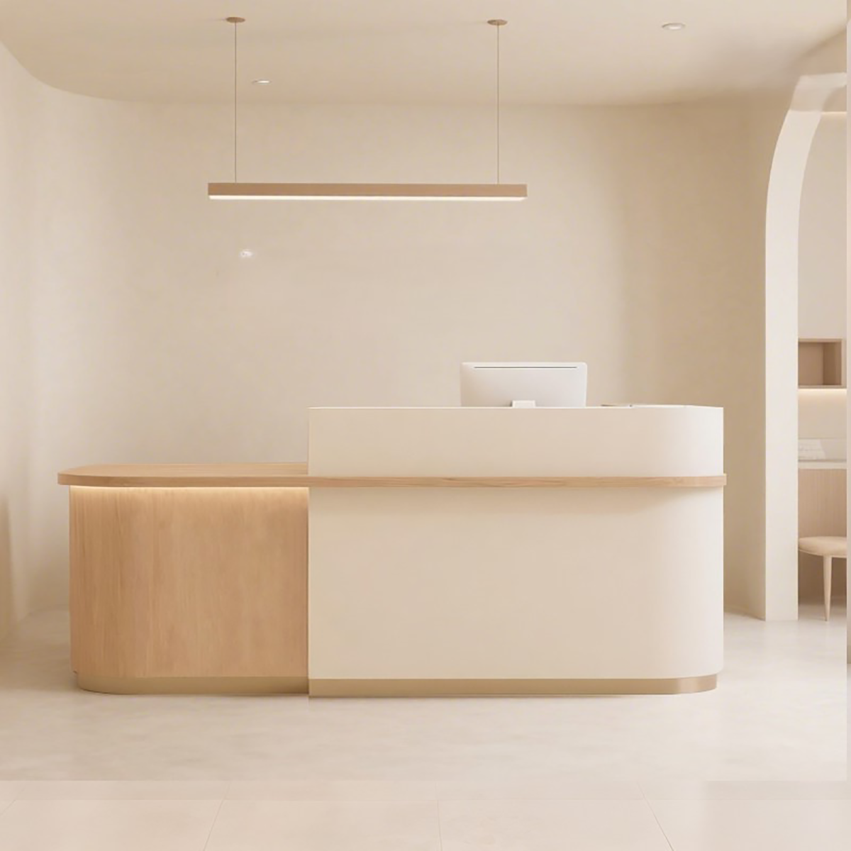 Natural Minimalist Style Reception Counter with LED Light RD-213