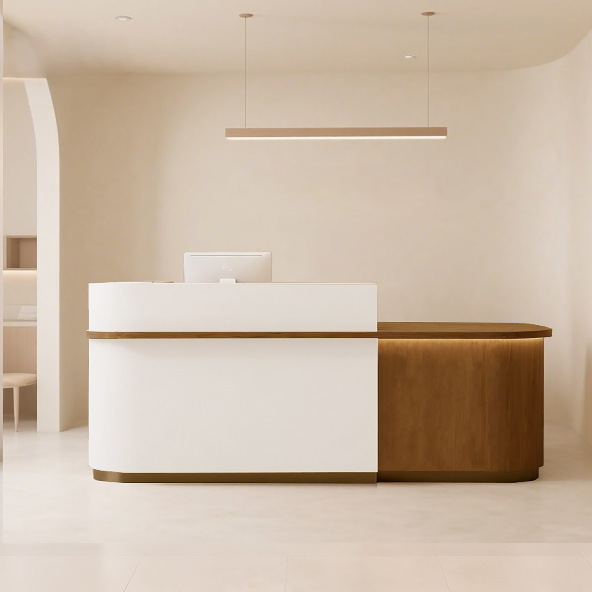 Natural Minimalist Style Reception Counter with LED Light RD-213