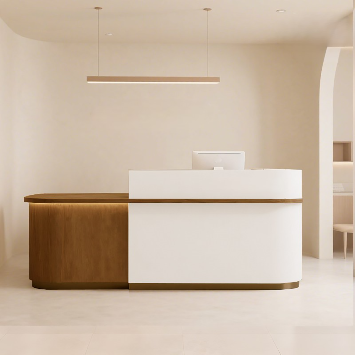 Natural Minimalist Style Reception Counter with LED Light RD-213