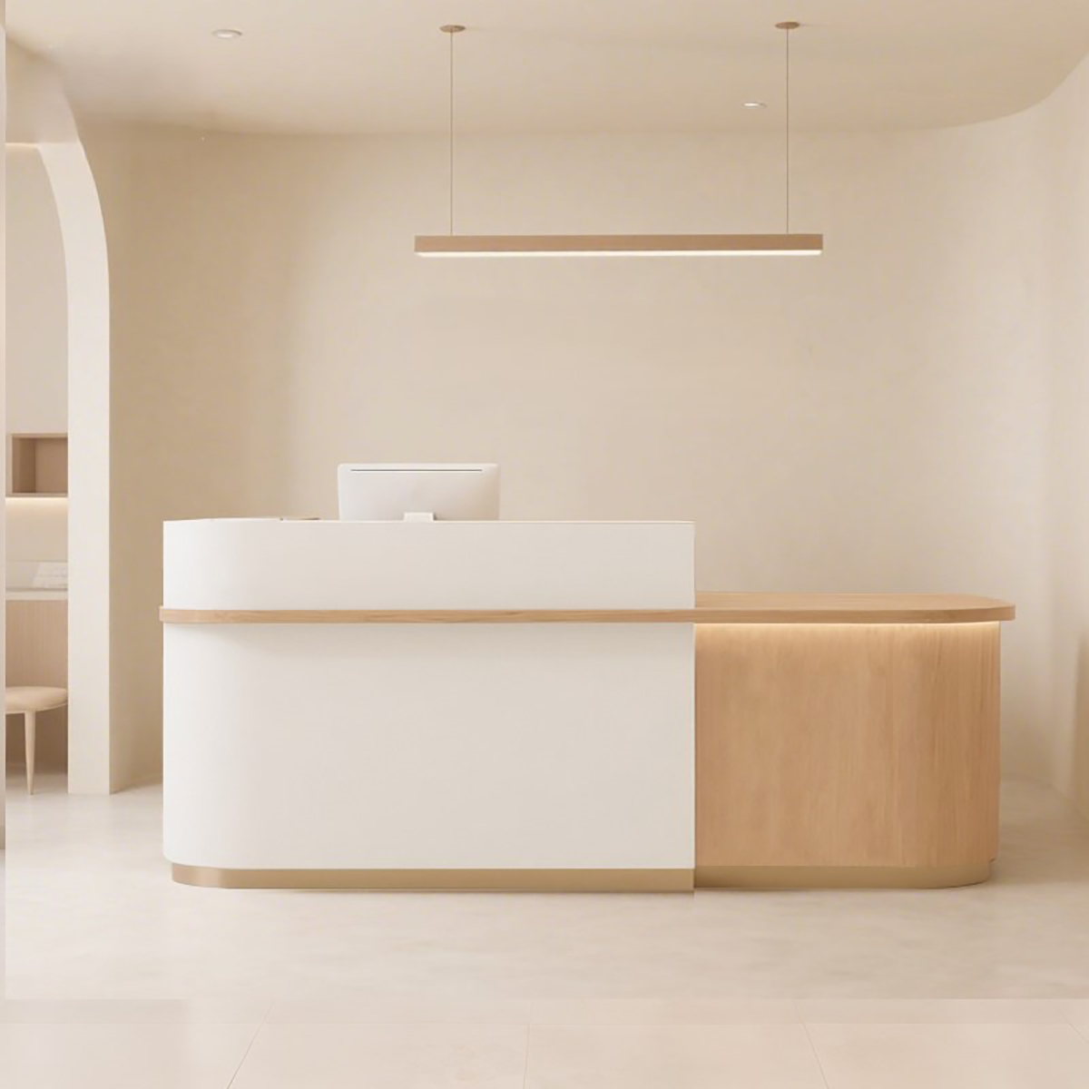 Natural Minimalist Style Reception Counter with LED Light RD-213