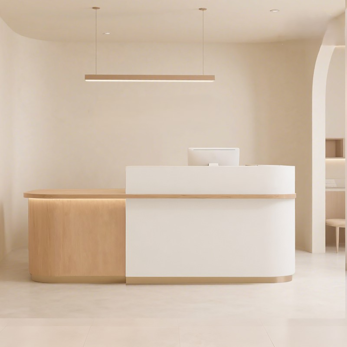 Natural Minimalist Style Reception Counter with LED Light RD-213