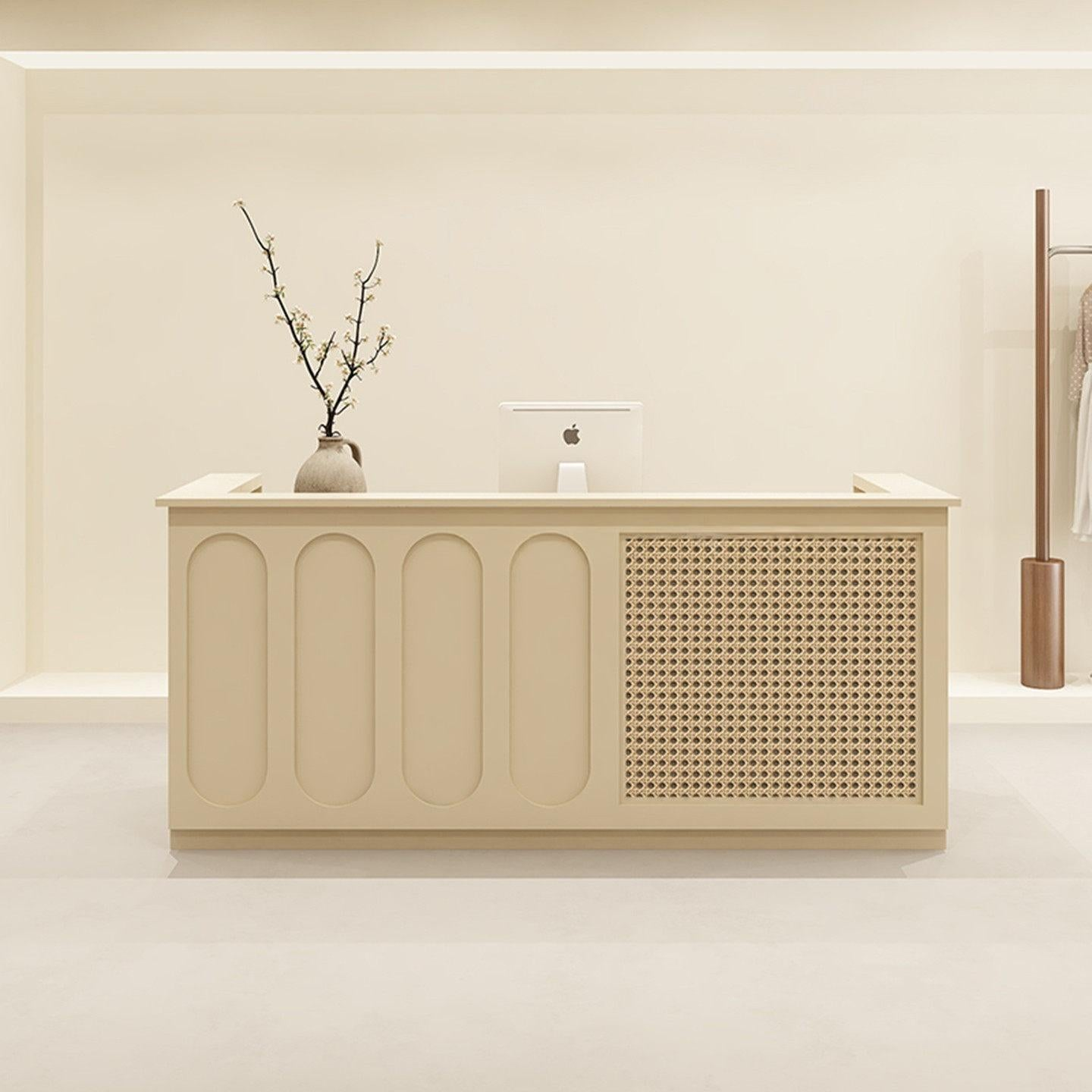 Natural Rattan Style Beige Reception Desks for Clothing store ＆ Cafe