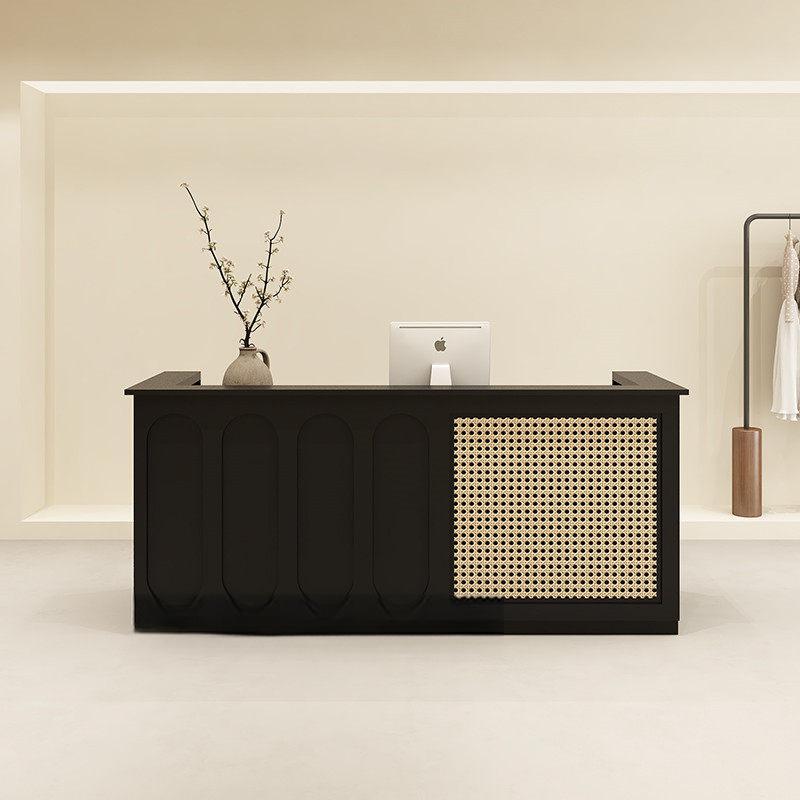 Natural Rattan Style Black Reception Desks for Clothing store ＆ Cafe
