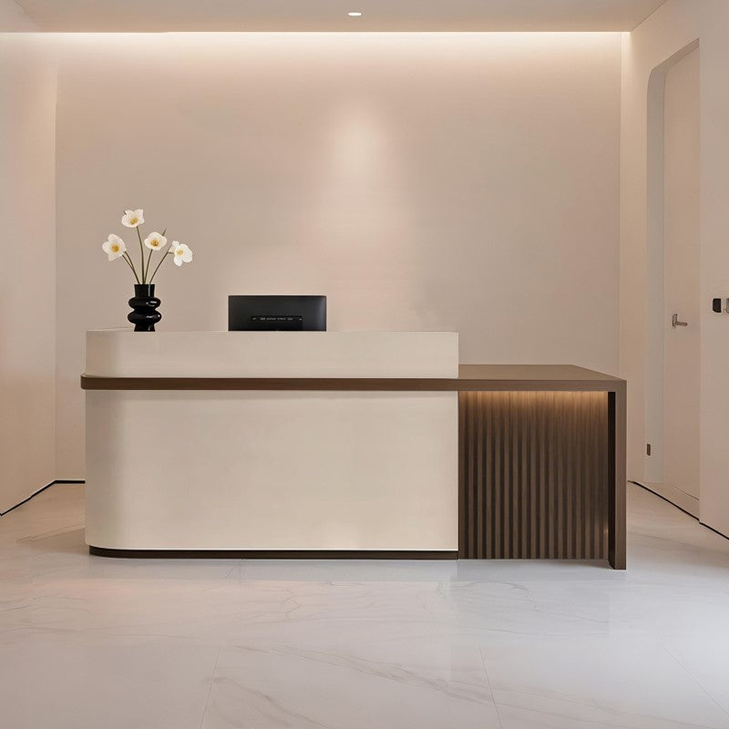 Natural Style Beige+Espresso Reception Desk for Boutiques