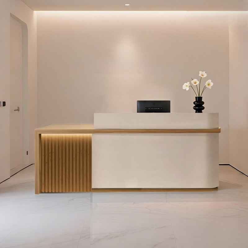 Natural Style Beige + Natural Reception Desk for Lobby
