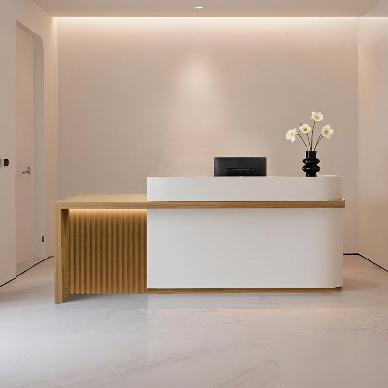 Natural Style White + Natural Reception Desk for Lobby