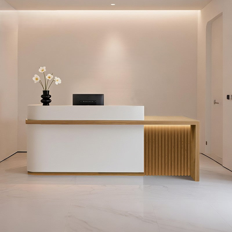 Natural Style White + Natural Reception Desk for Boutiques
