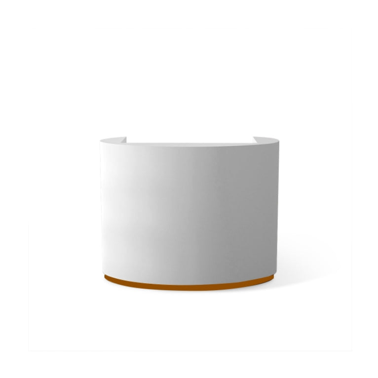 Oval Compact Salon White + Gold Reception Desk with Drawer for Clothing Shop