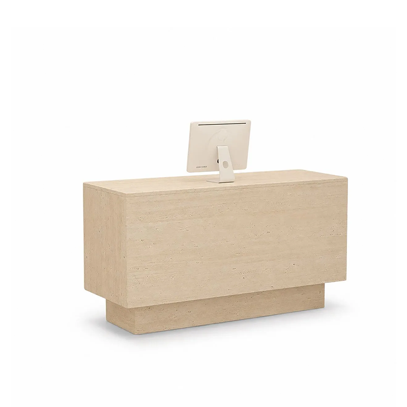 Minimalist Travertine Finish Reception Desk with Storage for Clothing Shop RD-102