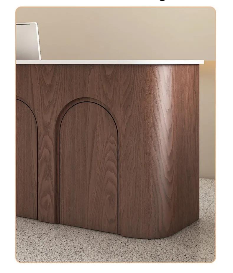 Rounded wood-look panel with arched detail