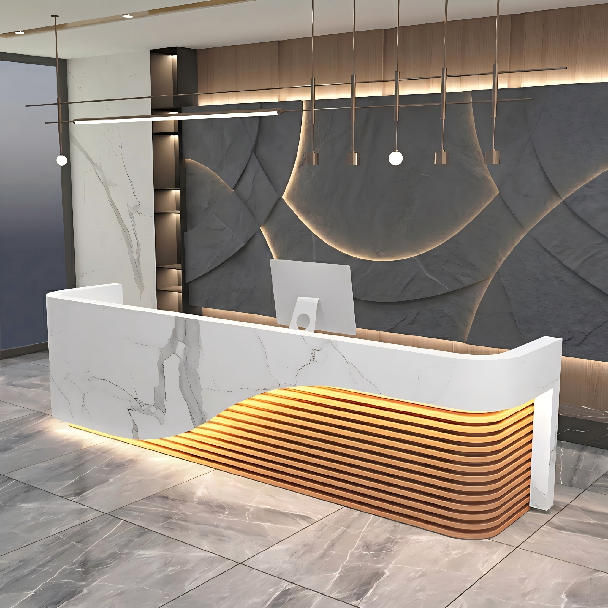Curved Minimalist Reception Desk for Corporate Reception RD-246