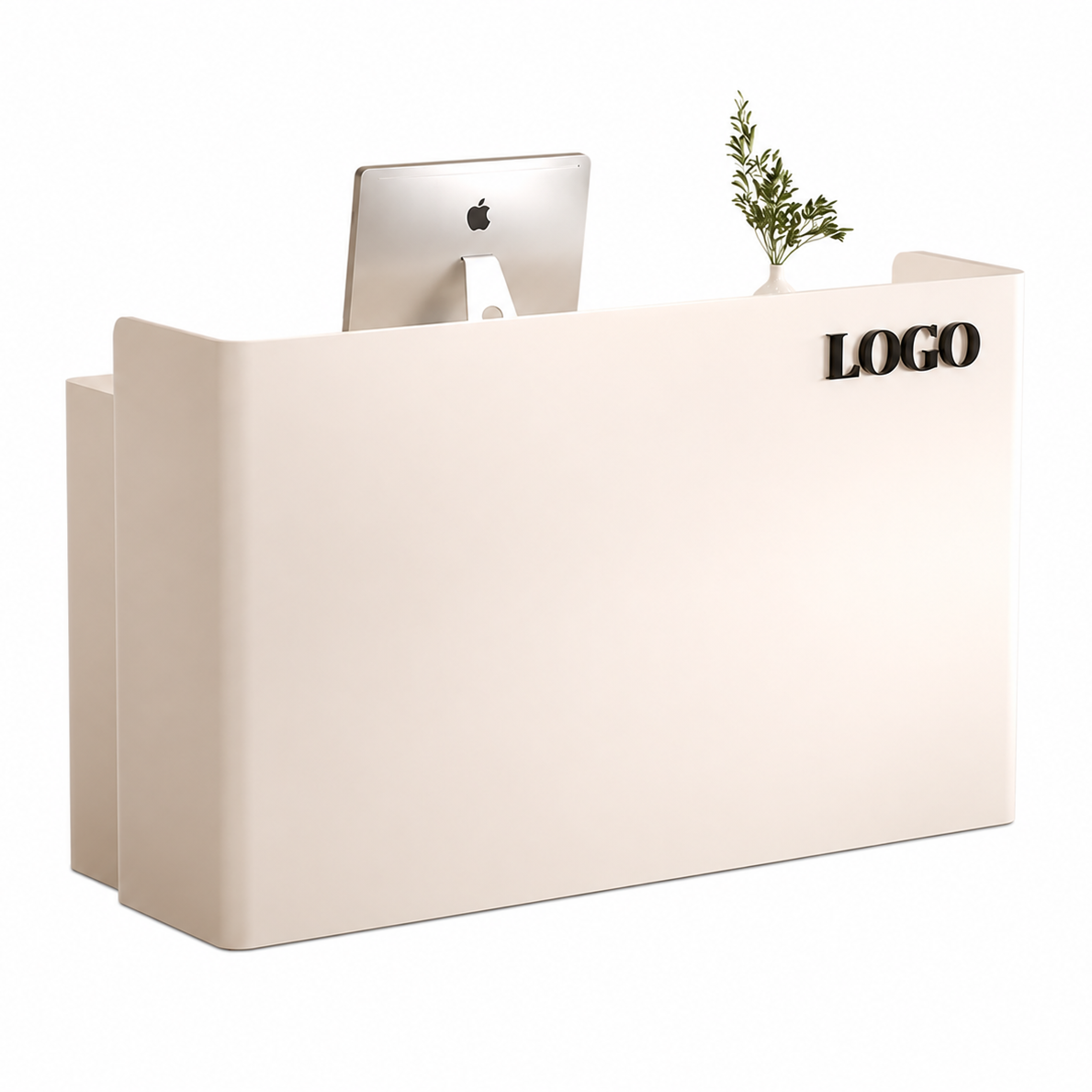 Modern Cream Reception Desk with Curved Corners RD-270