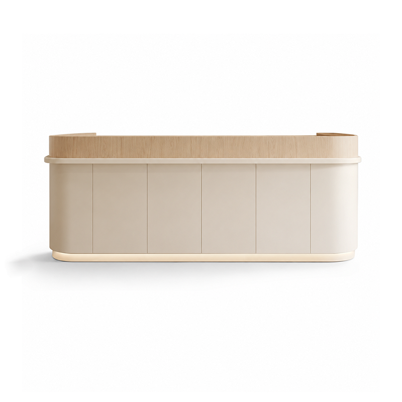 Modern Reception Desk with Rounded Corners and LED Base Lighting RD-280
