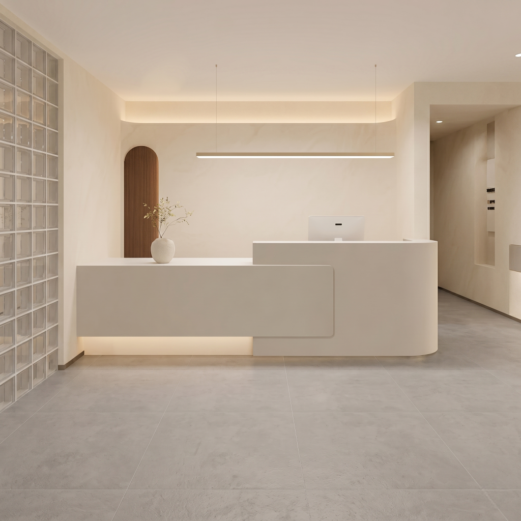 Modern Reception Desk with Floating Side Display Panel RD-283
