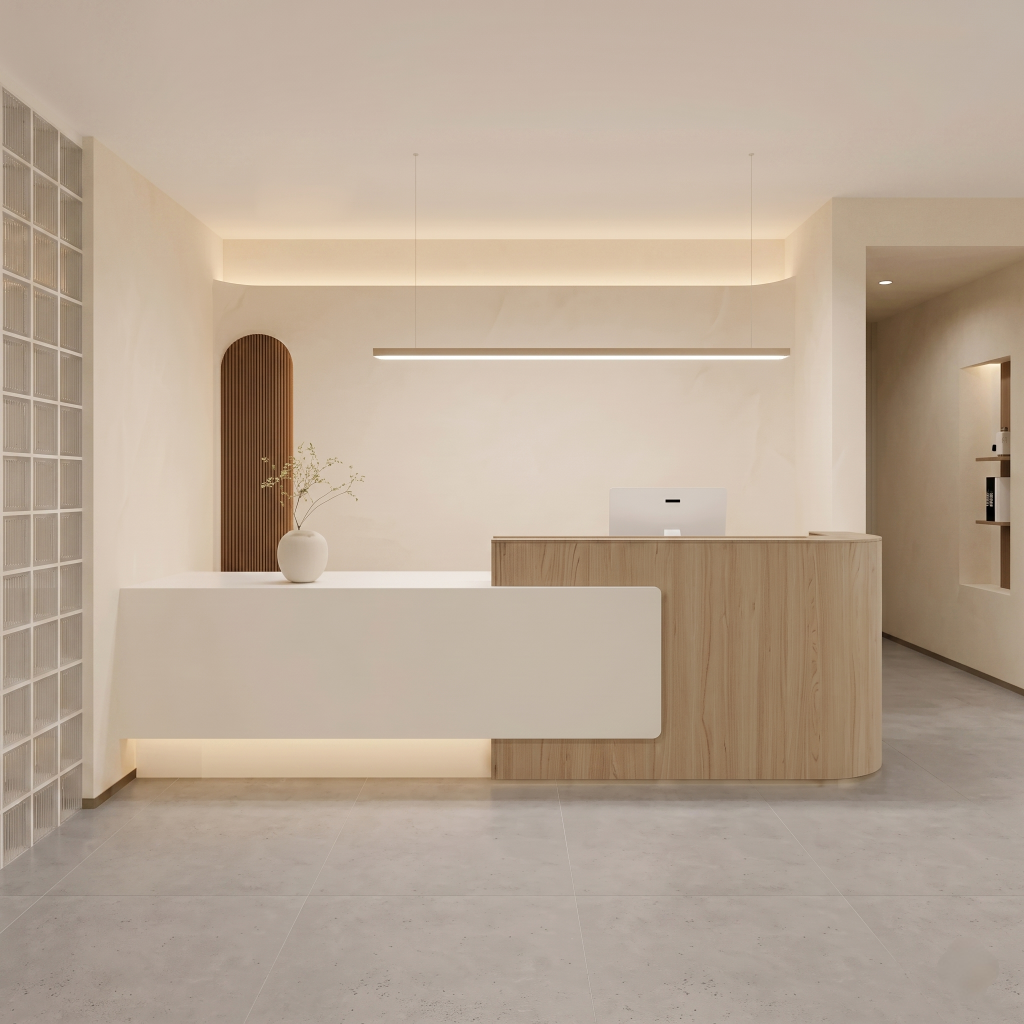 Modern Reception Desk with Floating Side Display Panel RD-283