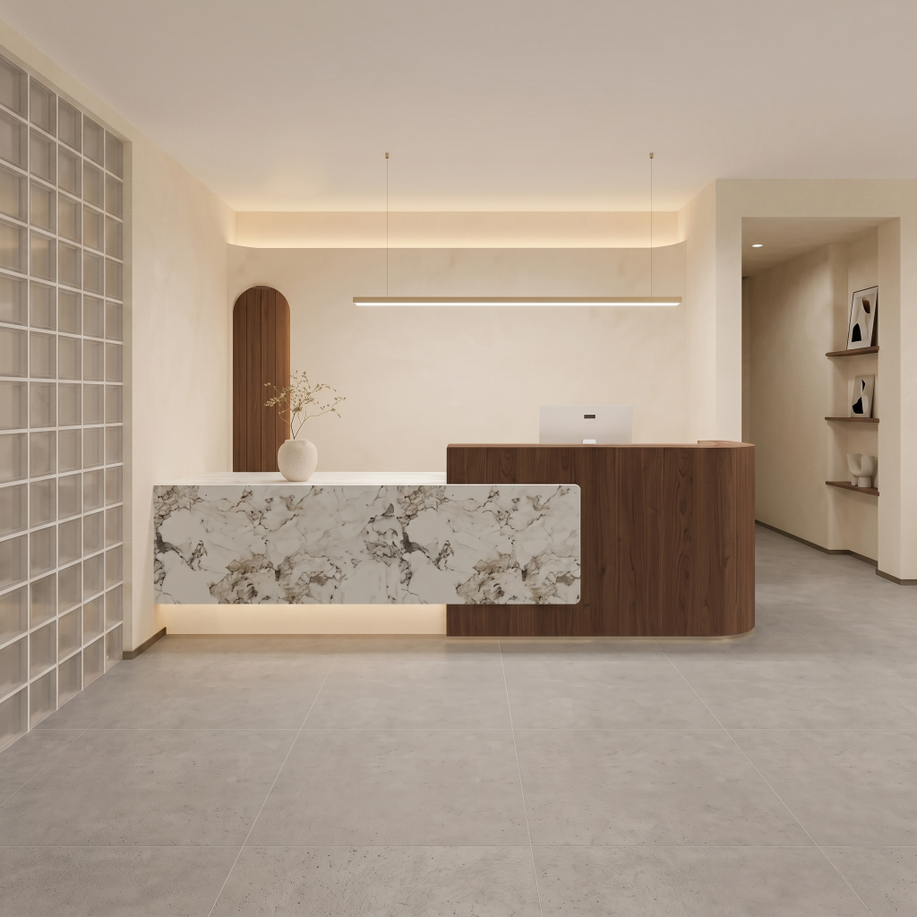Modern Reception Desk with Floating Side Display Panel RD-283