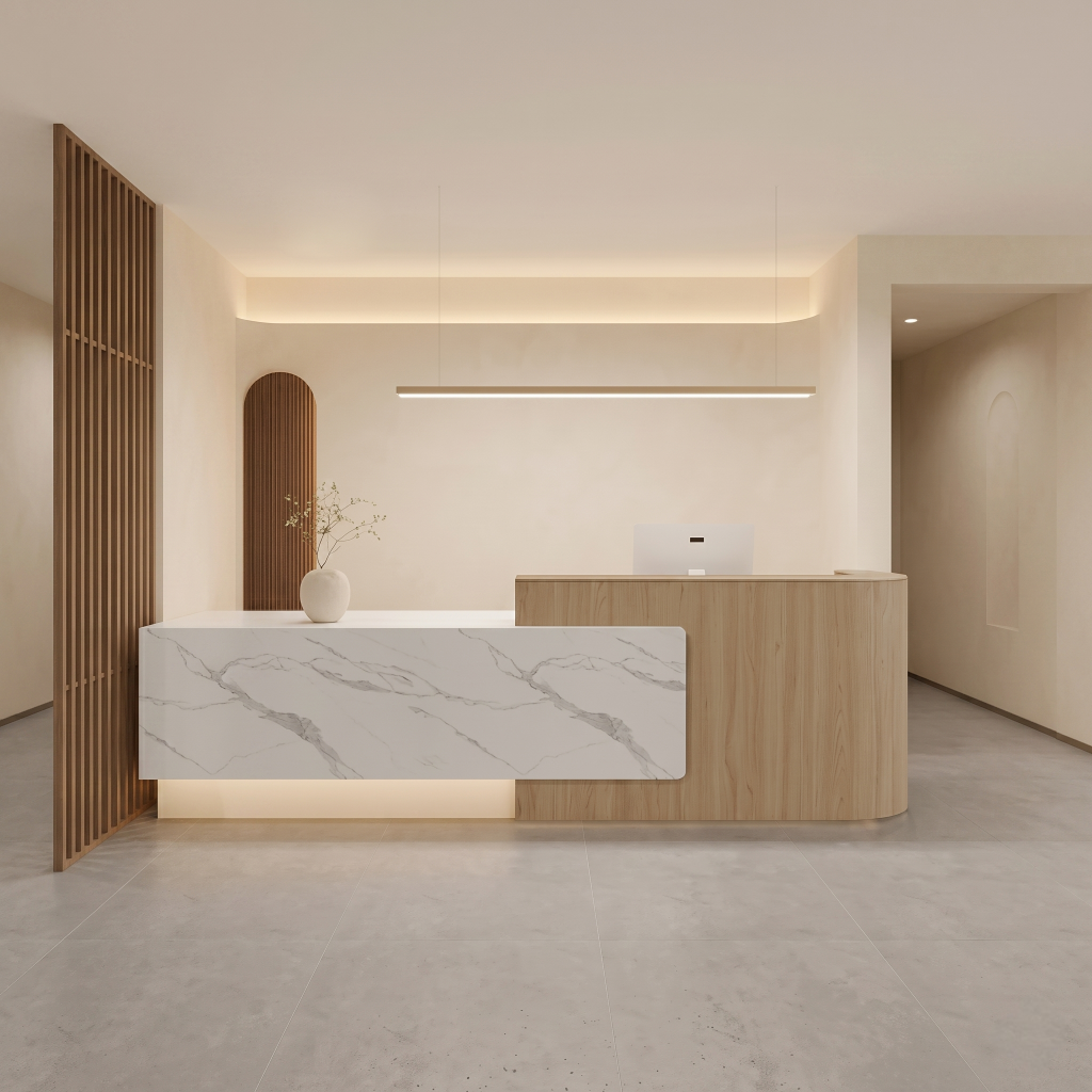 Modern Reception Desk with Floating Side Display Panel RD-283