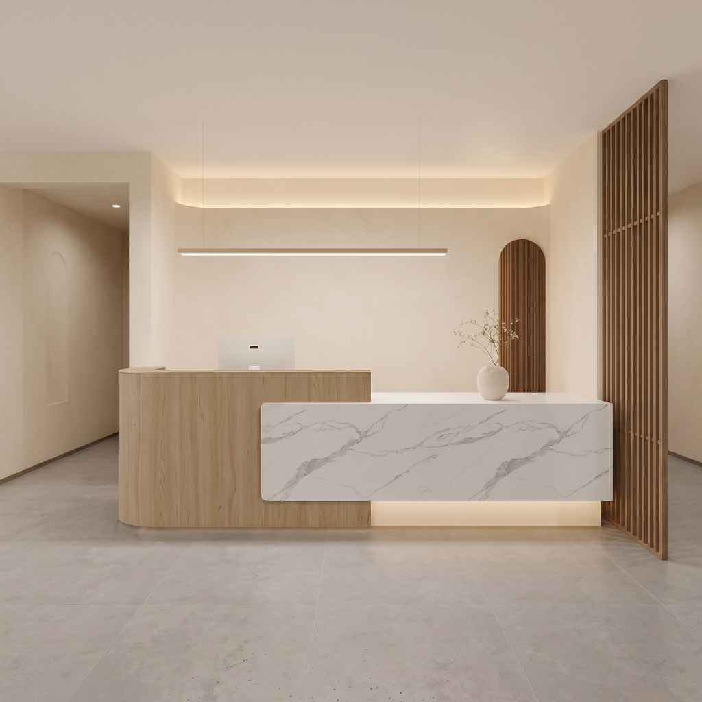 Modern Reception Desk with Floating Side Display Panel RD-283