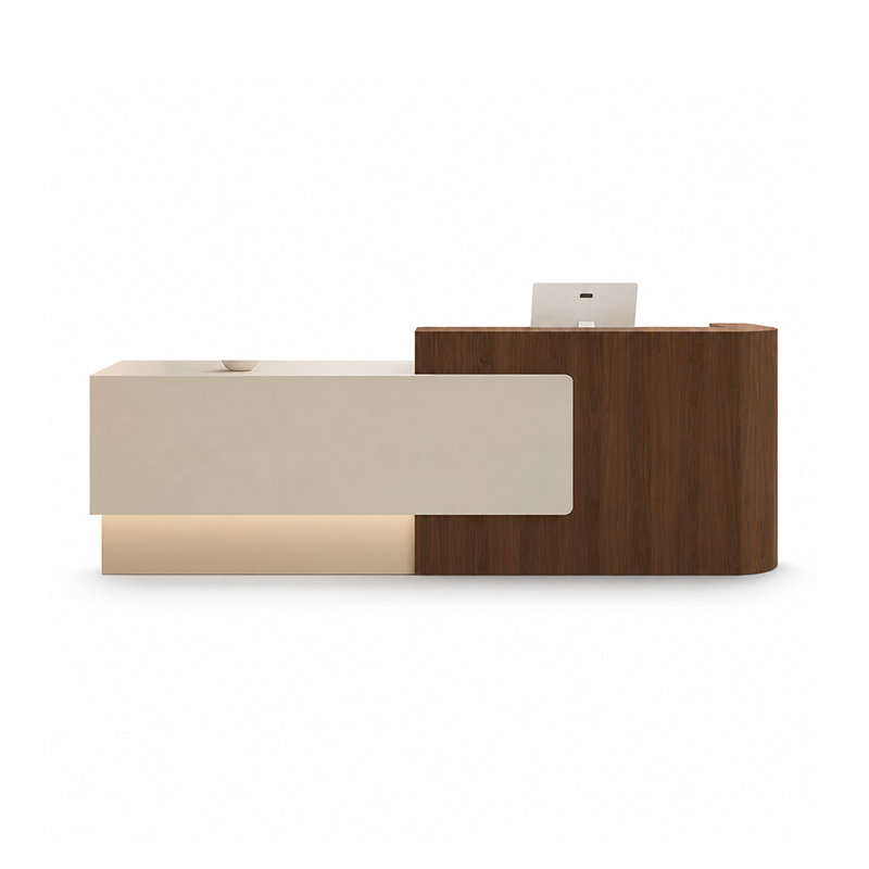 Modern Reception Desk with Floating Side Display Panel RD-283