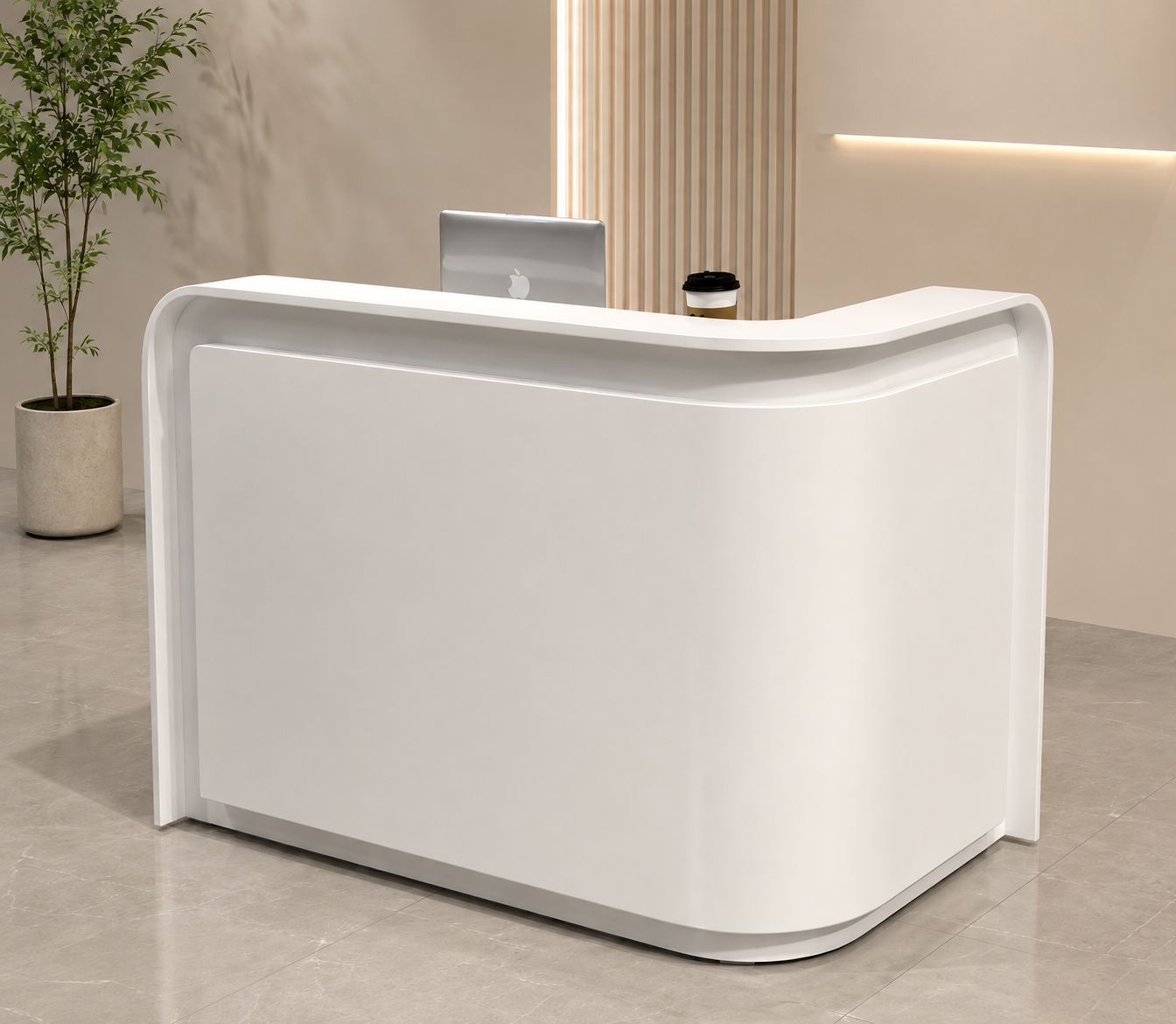 Modern Curved Reception Desk with Layered Front Design RD-284
