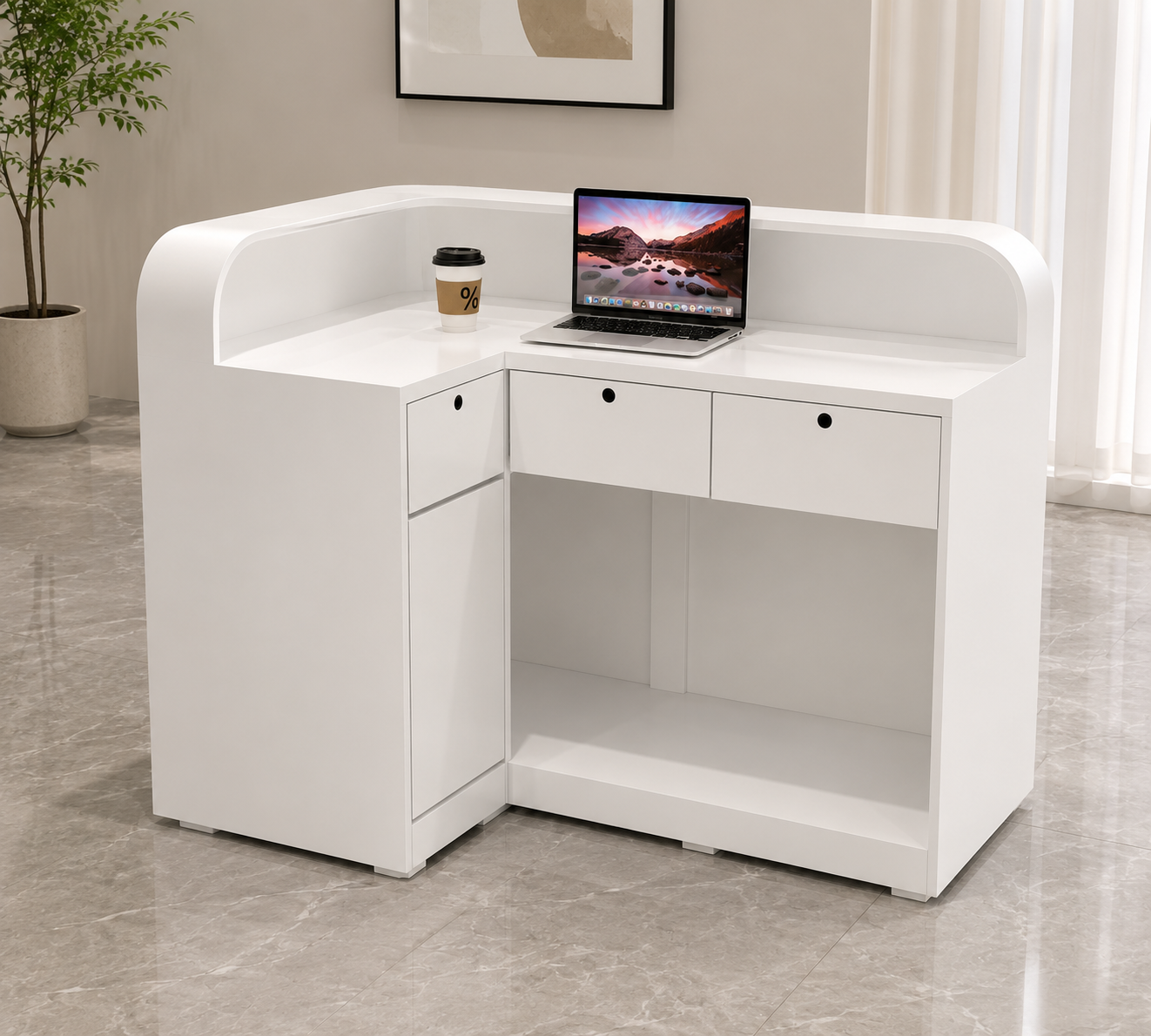 Modern Curved Reception Desk with Layered Front Design RD-284
