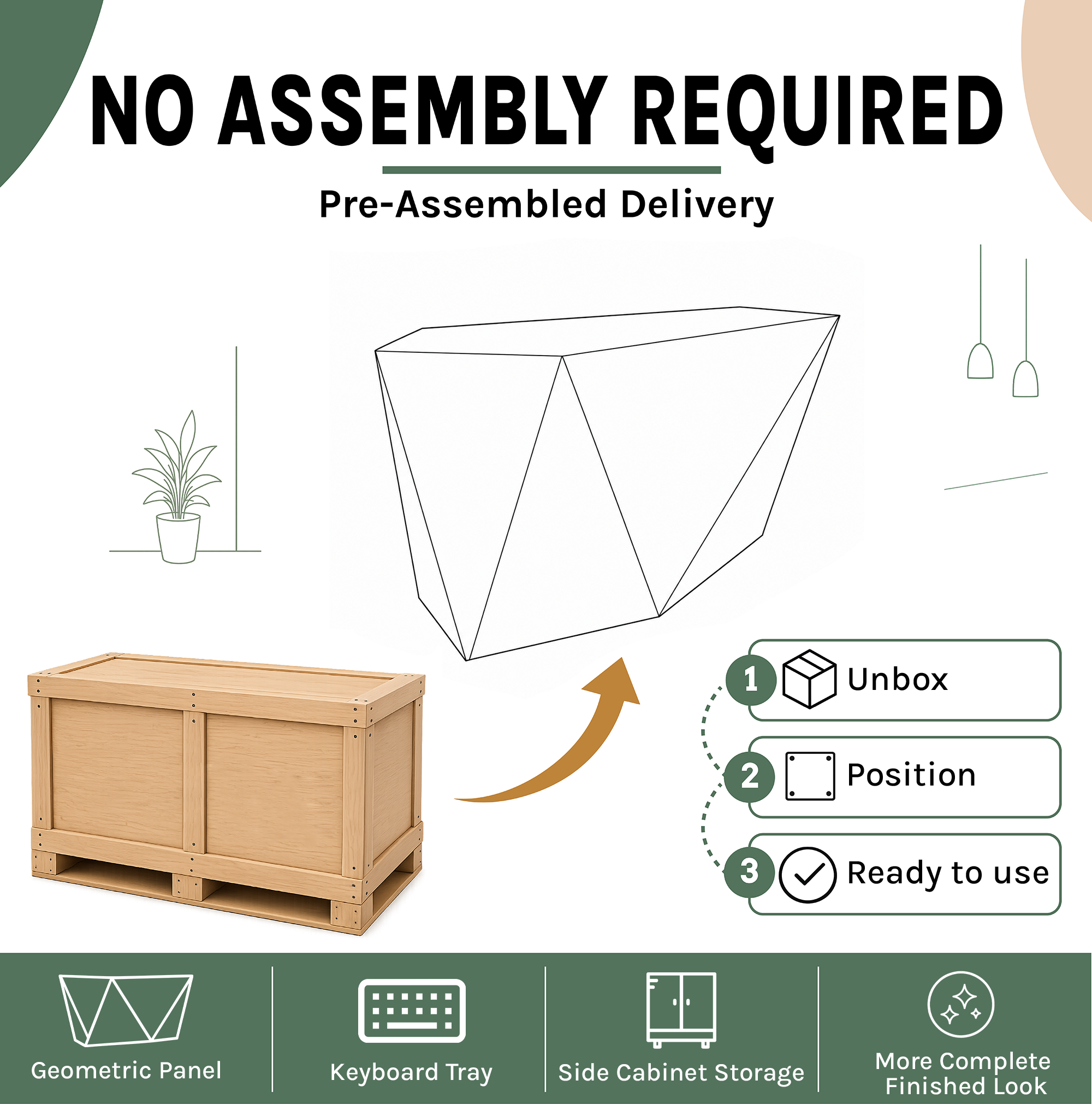 Modern Reception Desk with Geometric Faceted Front Panel RD-319