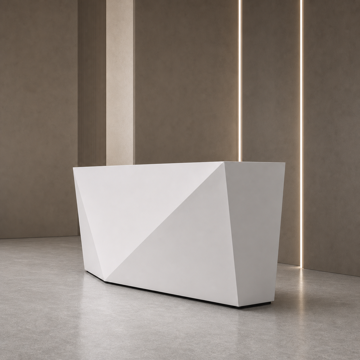 Modern Reception Desk with Geometric Faceted Front Panel RD-319